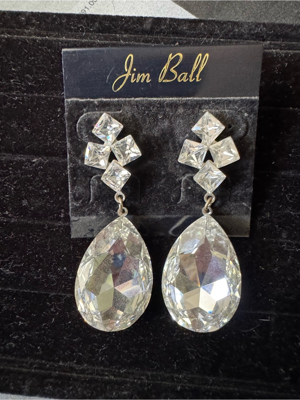 Jim Ball Teardrop Pageant Crystal Earrings